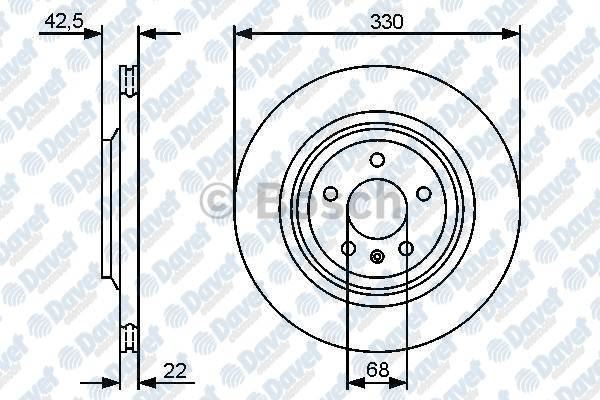 BOSCH 0986479457 Fren Diski Arka 330mm Audi A6 (4fh C6) (05.2006->)